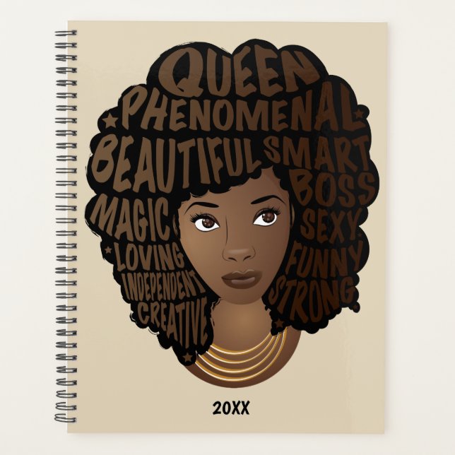 Encouraging Black Women, Natural Hair, Beige Planner (Front)