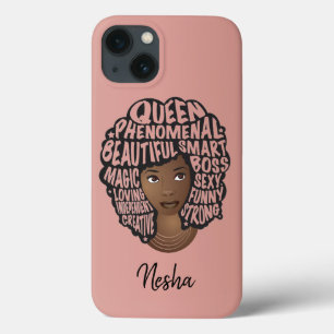 Encouraging Black Women, Natural Hair, Blush Pink iPhone 13 Case