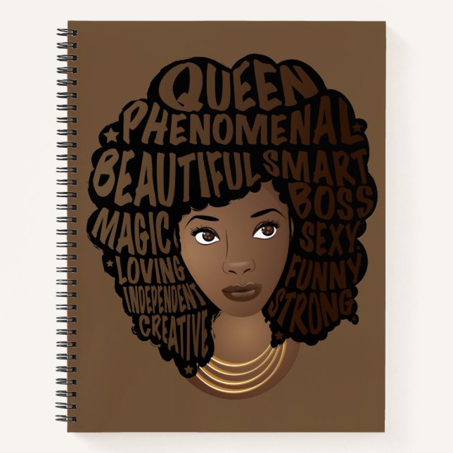 Encouraging Black Women, Natural Hair, Brown Notebook (Front)