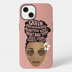 Encouraging Black Women, Natural Hair Bun, Pink iPhone 13 Case