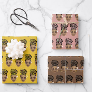 Encouraging Black Women, Natural Hair Bun Wrapping Paper Sheet