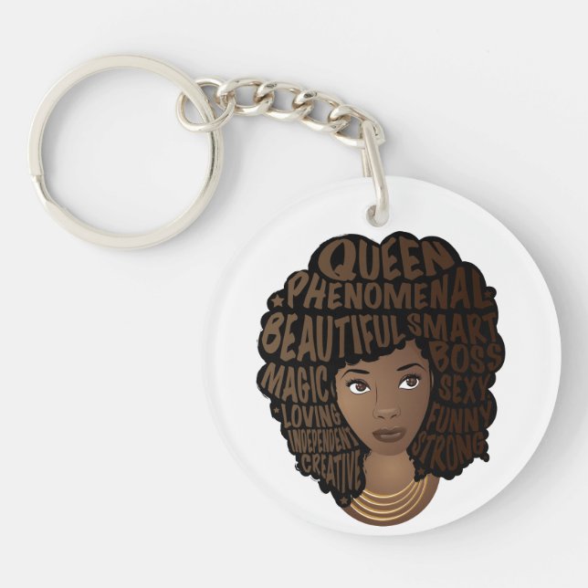 Encouraging Black Women, Natural Hair, Melanin Keychain (Front)