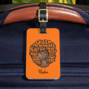 Encouraging Black Women, Natural Hair Orange Luggage Tag