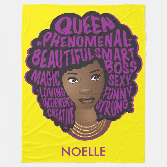 Encouraging Black Women, Purple & Yellow Fleece Blanket (Front)