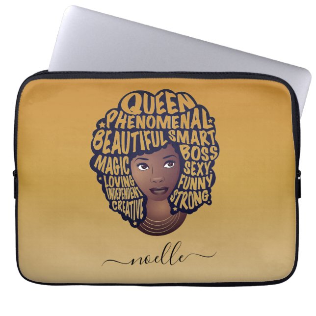 Encouraging Black Women, Yellow Gold Laptop Sleeve (Front)