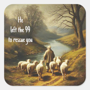 Encouraging Christian Verse Shepherd & Sheep  Square Sticker