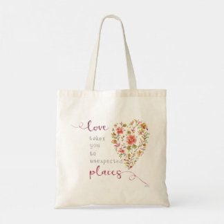 Encouraging Floral Heart Watercolor Tote Bag