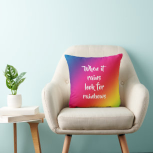 Encouraging Quote, Look for Rainbows & Stars Throw Pillow