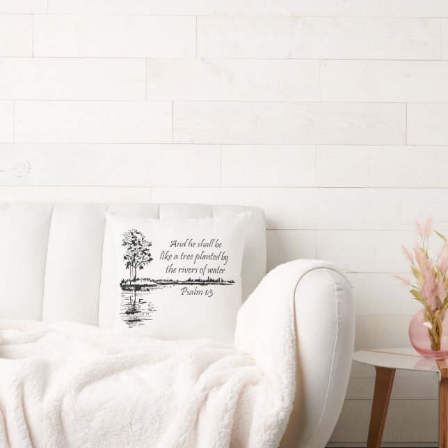 Encouraging Scripture Psalm 1:3  Throw Pillow (Couch)