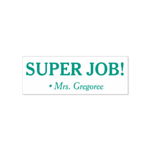 Encouraging "SUPER JOB!" Tutor Rubber Stamp