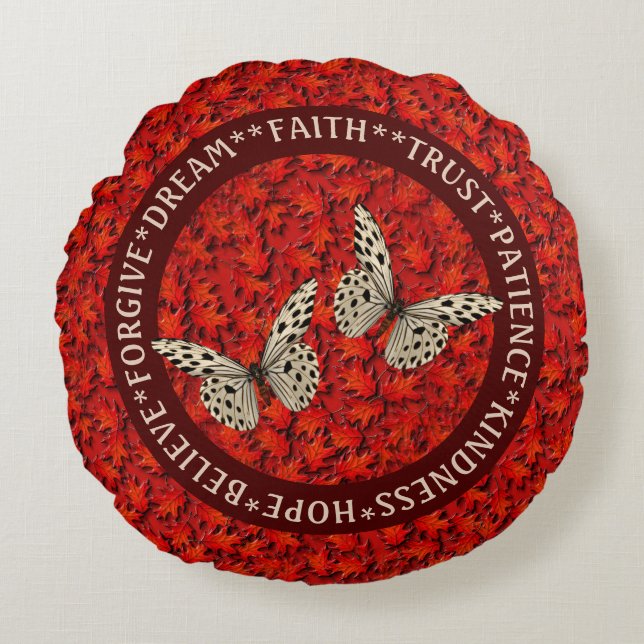 Encouraging Words Fall Leaves Inspirational     Round Pillow (Front)