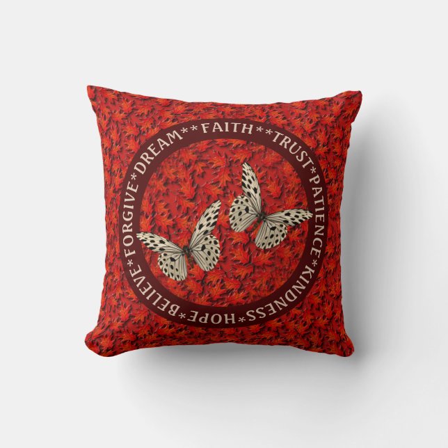 Encouraging Words Fall Leaves Inspirational      Throw Pillow (Front)