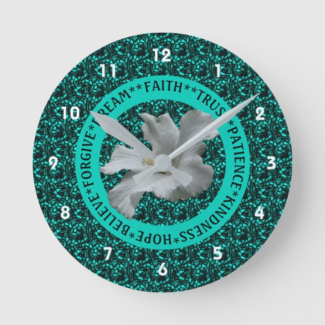 Encouraging Words Hibiscus Inspirational       Round Clock (Front)