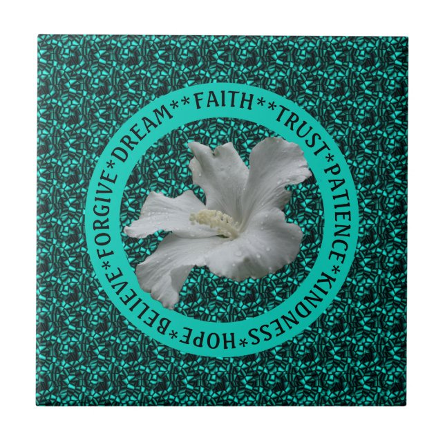 Encouraging Words Hibiscus Inspirational         Tile (Front)