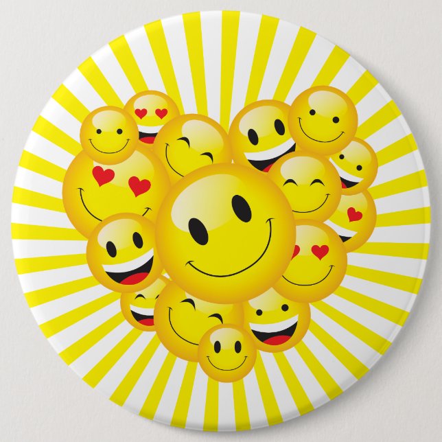 Encouragment Positivity Uplifting Sunny Smile Face 6 Inch Round Button (Front)