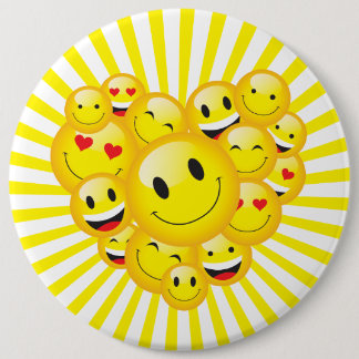 Encouragment Positivity Uplifting Sunny Smile Face 6 Inch Round Button
