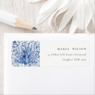 Encre Bleu Classé Ornate Aquarelle Peacock Adresse