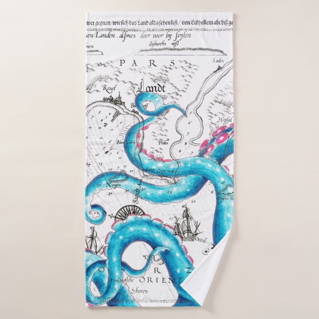 Encre de Tentacles bleu rose (Serviette de bain)