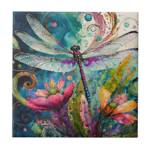 Encre et stylo Aquarelle Dragonfly Carreaux en cér