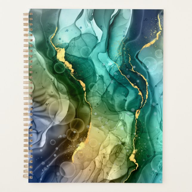 Encre Liquide Or, Turquoise et gris foncé (Devant)