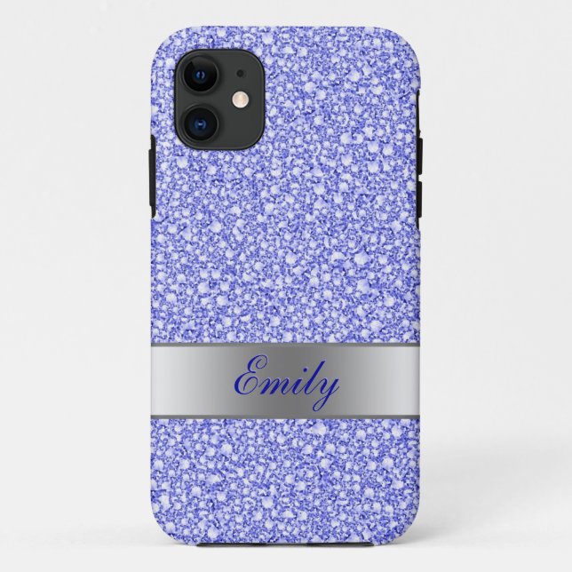 Encrusted Blue Diamonds Look Glitter Patter Case-Mate iPhone Case (Back)