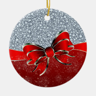 Encrusted Diamonds Look Glitter Patter Ceramic Ornament
