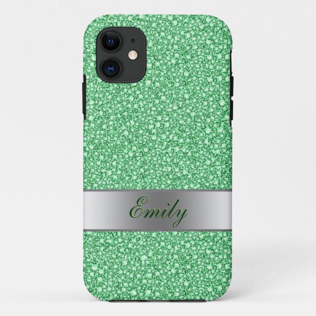 Encrusted Green Diamonds Look Glitter Patter Case-Mate iPhone Case (Back)