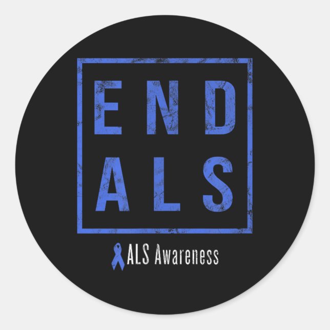 End Als, Distressed Als Awareness  Classic Round Sticker (Front)