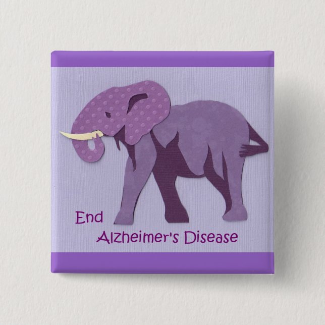 End Alzheimers 2 Inch Square Button (Front)