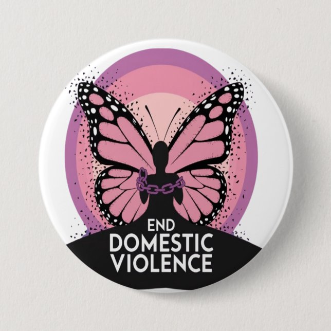 End Domestic Violence 3 Inch Round Button (Front)