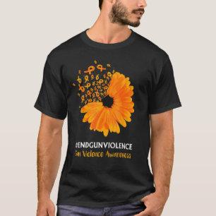 End Gun Violence Awareness Orange Ribbon SunFlower T-Shirt