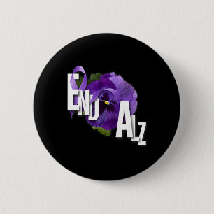End Heimer Purple Floral Pansy Dementia Heimerheim 2 Inch Round Button