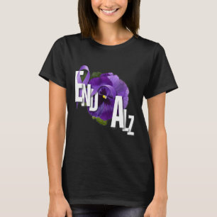End Heimer Purple Floral Pansy Dementia Heimerheim T-Shirt