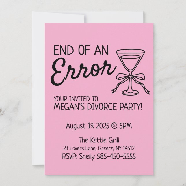 End of an Error Divorce Party Invitation (Front)