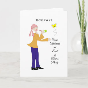 End of Chemo Party Invitation-Retro Girl-Butterfly Invitation