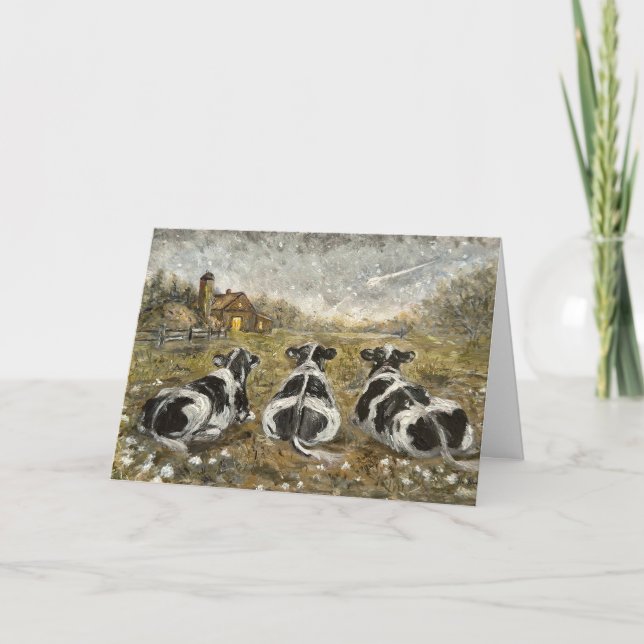 End of Day Cows Whimsical Farmhouse Cow Rustic  Card (Front)