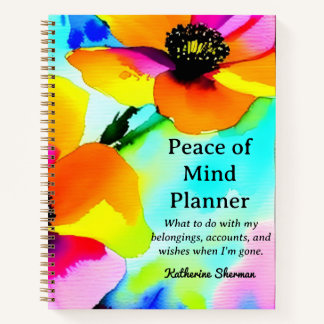 End of Life Peace of Mind Planner Estate Planning Notebook