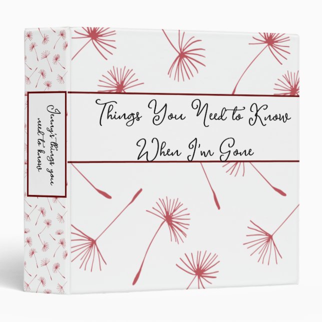 End of Life Planner - Things You Need to Know Binder (Front/Spine)