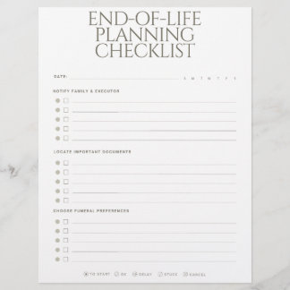 End-of-Life Planning Checklist Letterhead