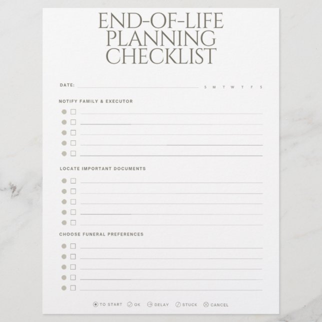 End-of-Life Planning Checklist Letterhead (Front)