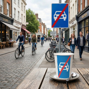 End of Motorway Traffic Sign Paper Cups