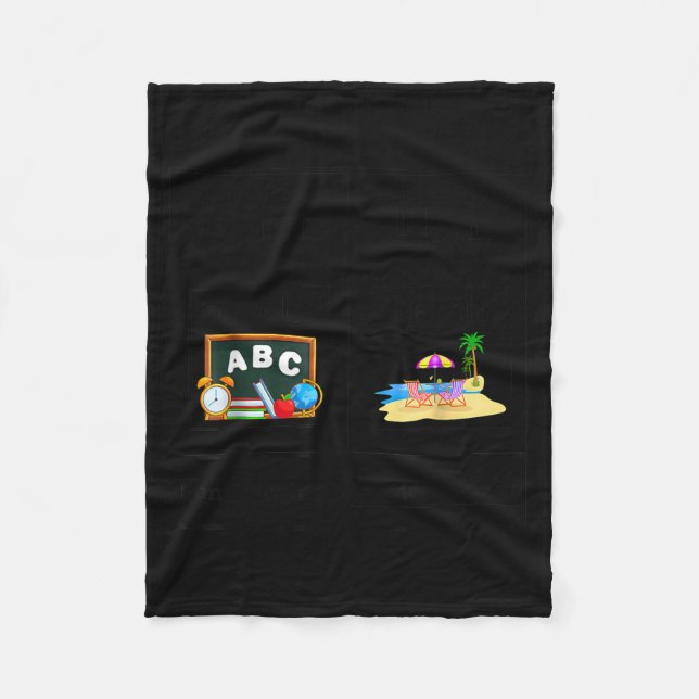 End Of School Teacher First Teach Beach Summer Fleece Blanket (Front)