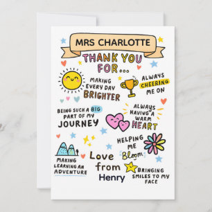 End of School Year Personalised Teacher Thank You Card