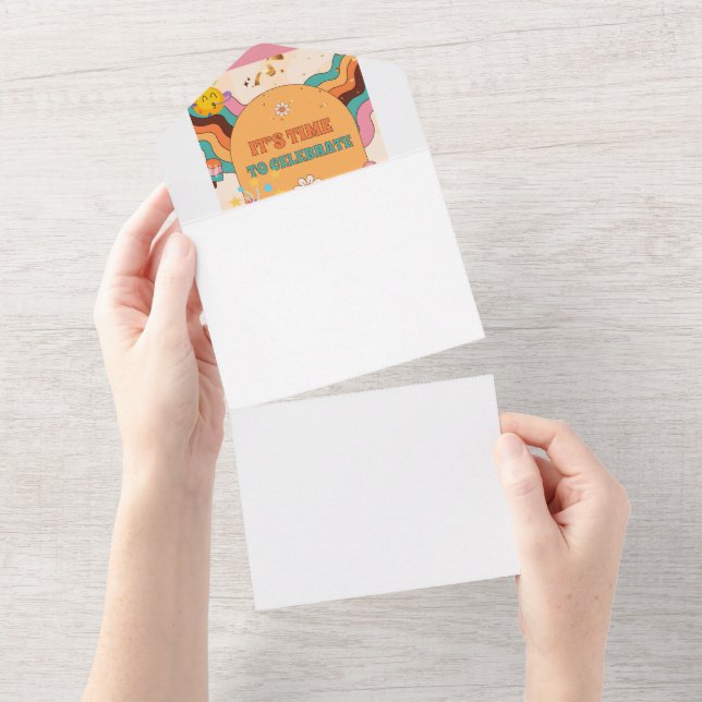 🎉 End of School Year with Retro Vibes and Joyful  All In One Invitation (Tearaway)