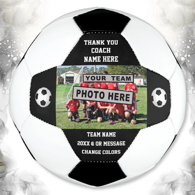 End of Season Gift Ideas for Soccer Coach, Custom Soccer Ball (Best gifts for soccer coaches. Personalized Soccer Ball. Personalized soccer coach gifts. Black.)