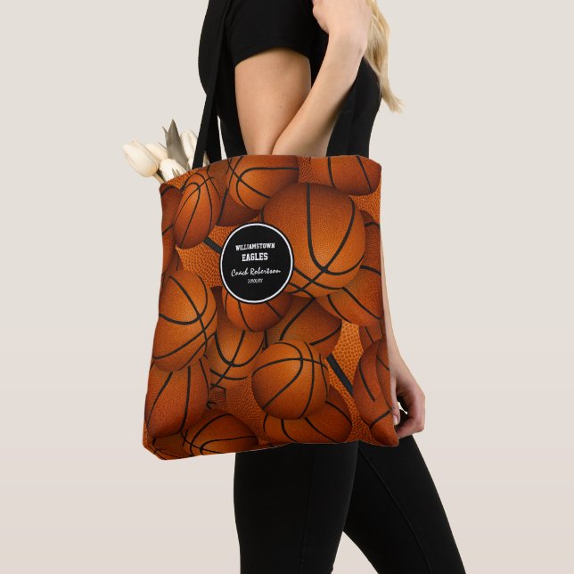 end of season personalized basketball coach gifts  tote bag (Close Up)