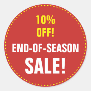 "END-OF-SEASON SALE!" "10% OFF!" Round Sticker