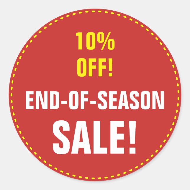 "END-OF-SEASON SALE!" "10% OFF!" Round Sticker (Front)