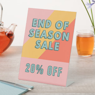 End of Season Sale Sign, 20% Off Tabletop Pedestal Sign