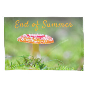 End of summer fall red toadstool mushroom photo pillowcase